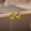 Mini-Creolen aus Edelstahl mit geometrischem Strass