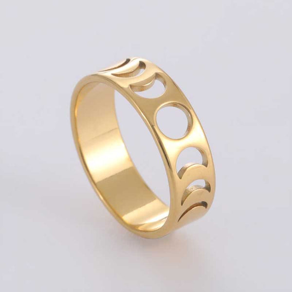 Statement-Ringe aus Edelstahl mit Mondphasen