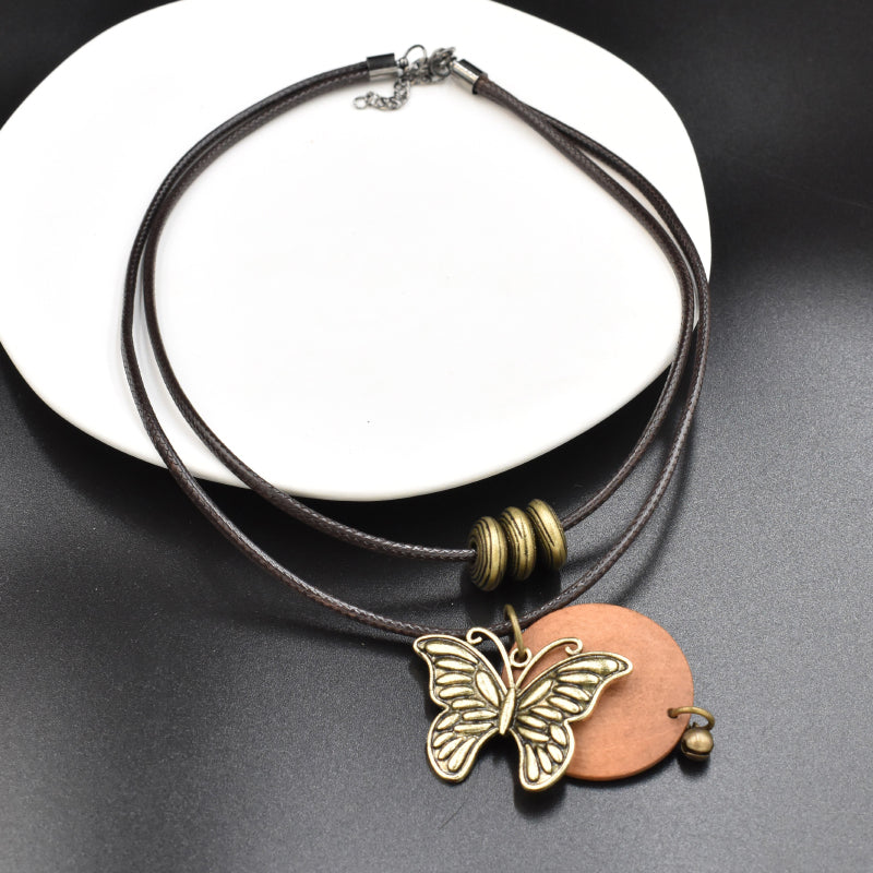 Ethno inspirierte Schmetterling Doppellagige Choker Halskette
