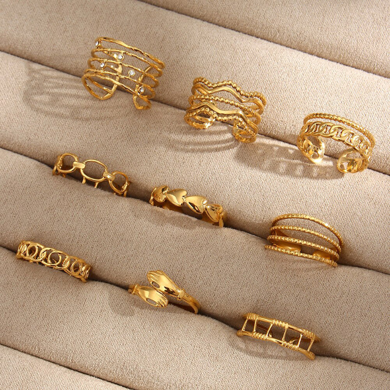 Ausgefallene, offene, verstellbare und stapelbare Ringe im Bohemian-Stil