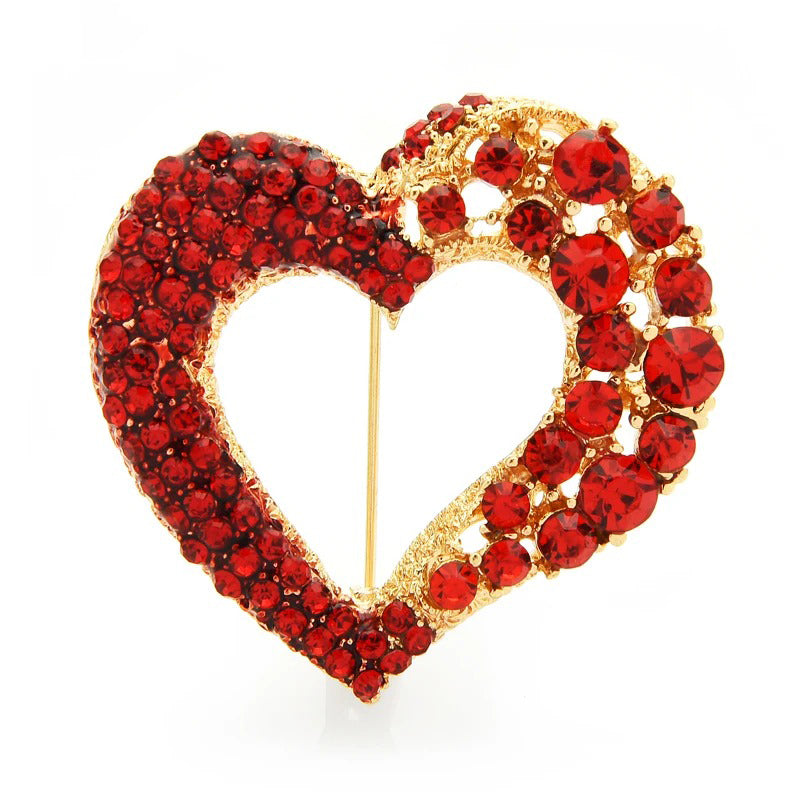 Modische herzförmige Brosche mit Strasssteinen für Damen