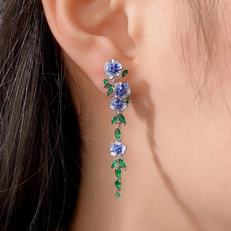 Ohrhänger im Vintage-Stil mit Emaille-Blumenmotiv für Damen
