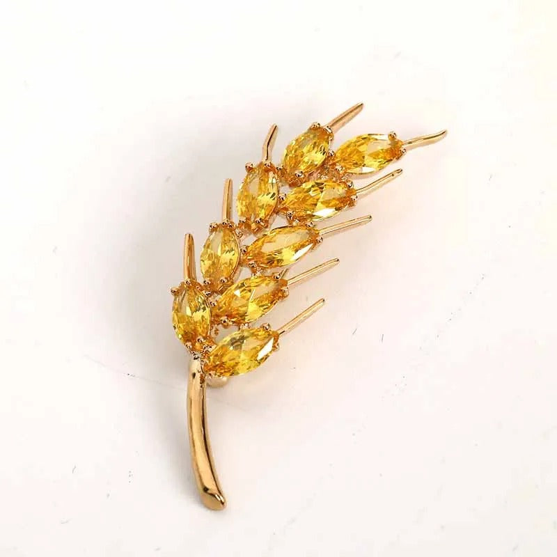 Luxuriöse Broschennadeln mit Kristallen in Form einer Weizenpflanze