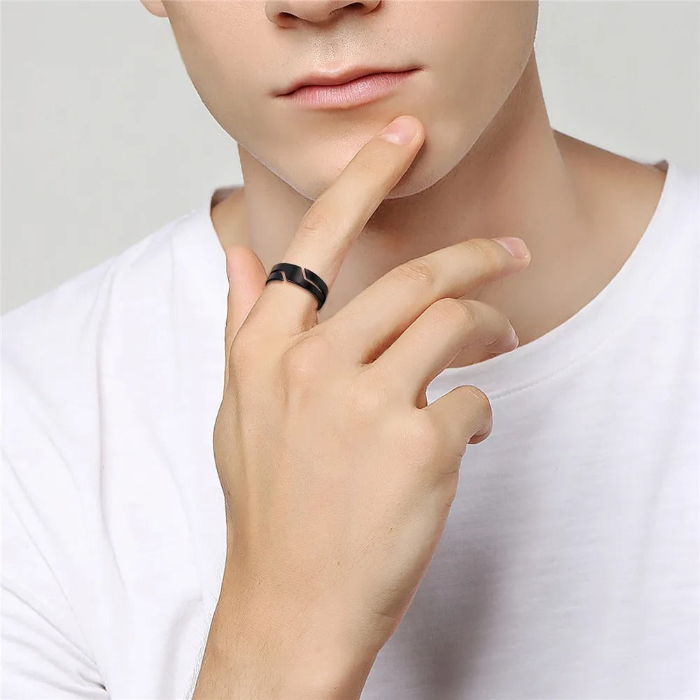 Chavri - Polierter Stahl-Statement-Ring