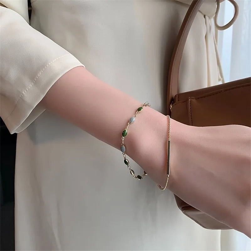 Carmiora - Perlen-Duo-Kettenarmband in Schichten