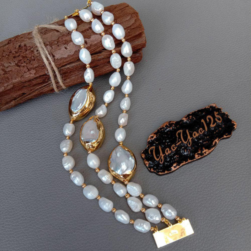 Elegantes 3-lagiges Süßwasser-Zuchtperlenarmband