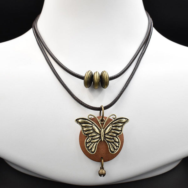 Ethno inspirierte Schmetterling Doppellagige Choker Halskette