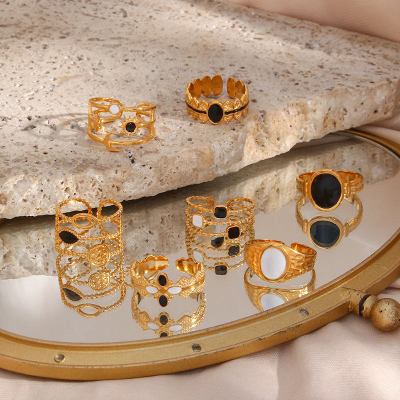 Schwarze, weiße und goldene, ausgefallene, verstellbare Moderinge