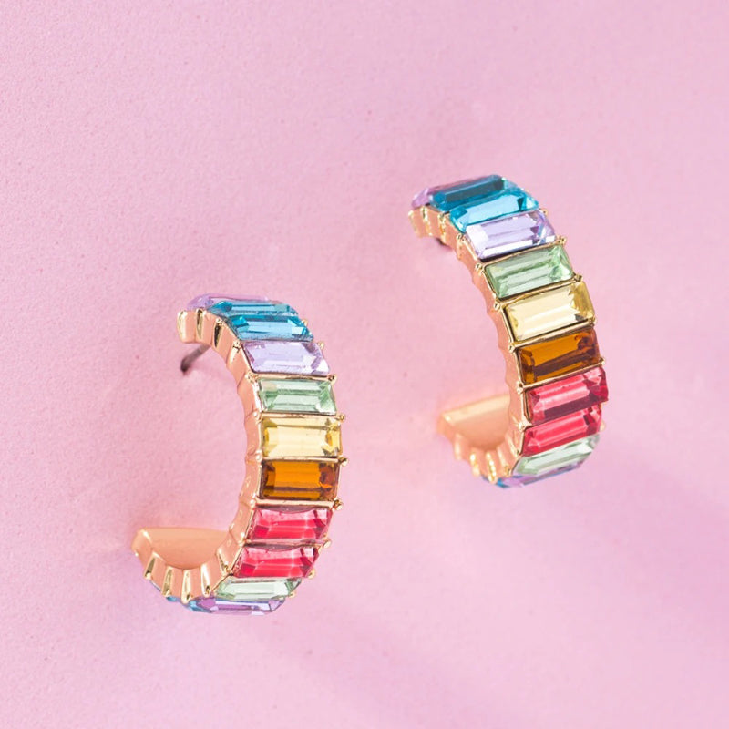 Mehrfarbige Ohrstecker mit Zirkonia-Dekor für Damen