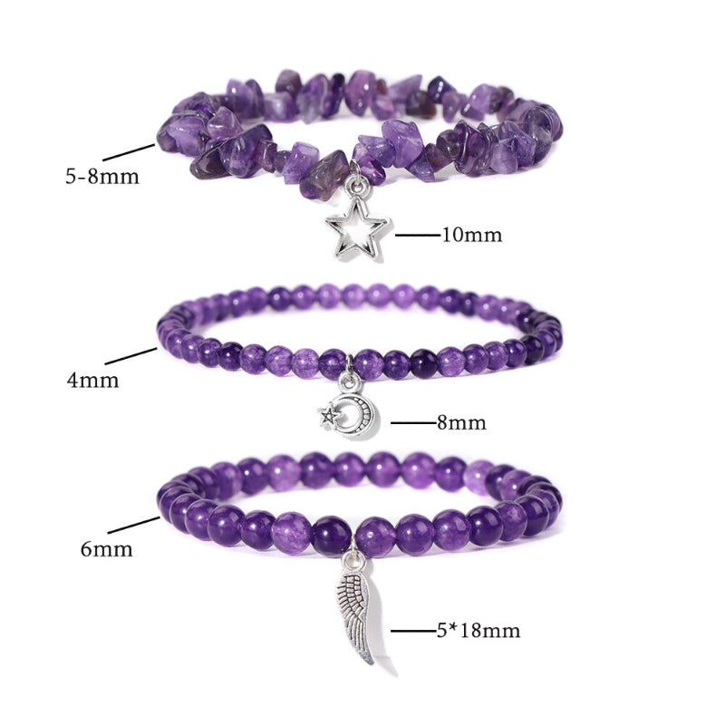 3-teiliges Armband-Set mit wunderschönen Steinperlen und Charms