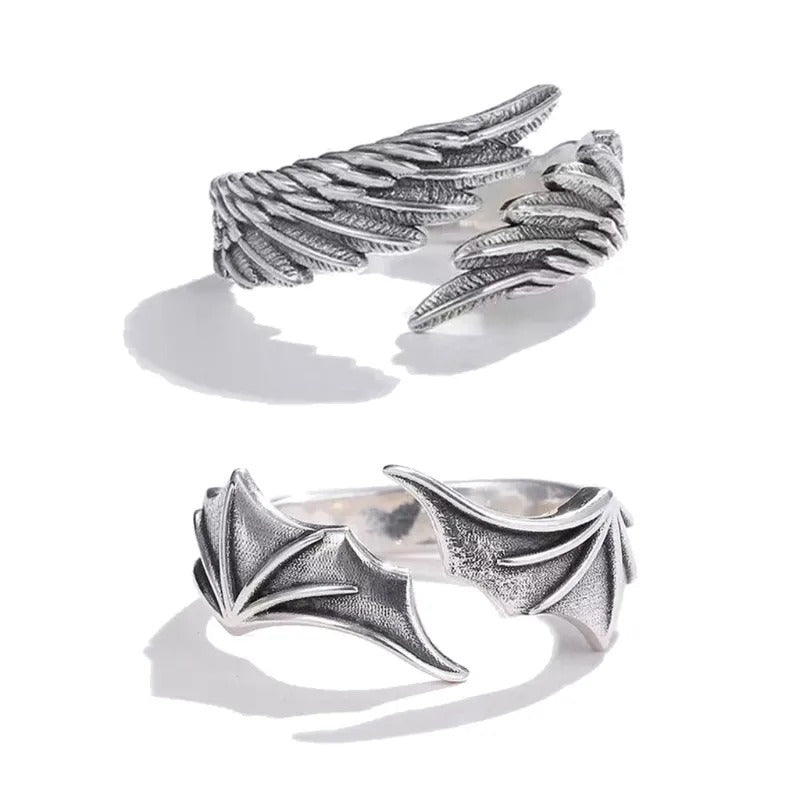 Verstellbare Ringe mit Retro-Engelsflügeln