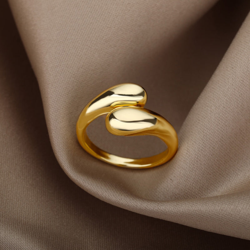 Offene verstellbare Ringe aus Edelstahl mit abstrakten und künstlerischen Motiven