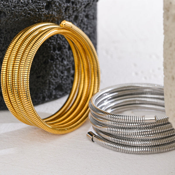 Mehrlagige Wickelarmbänder aus Edelstahl
