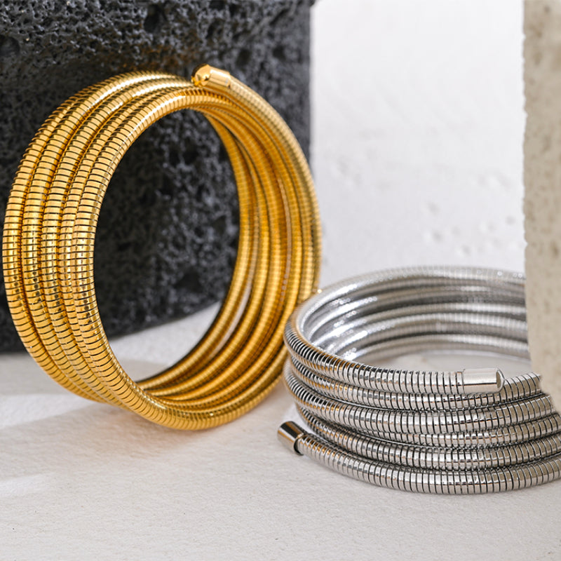 Mehrlagige Wickelarmbänder aus Edelstahl