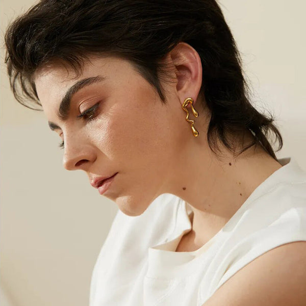 Trendy asymmetrische Modeohrringe aus Edelstahl