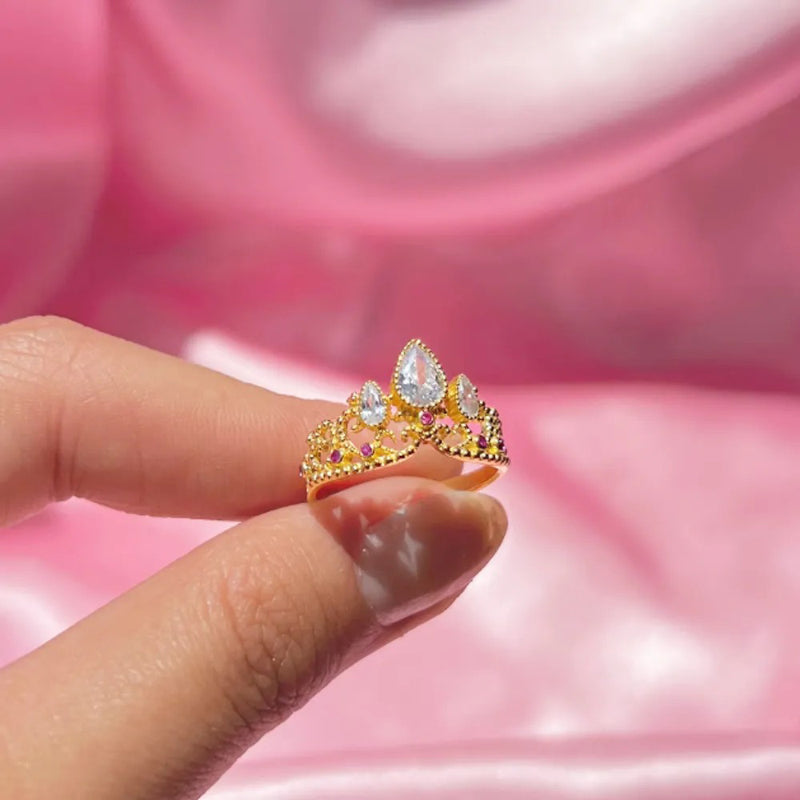 Stilvoller Prinzessinnen-Kronenring mit Strass-Inlay