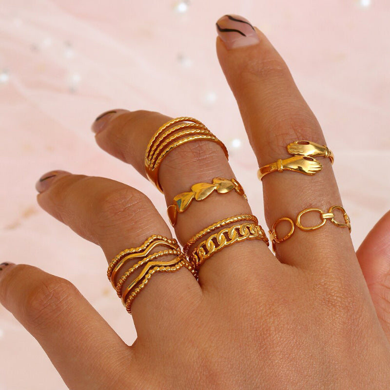 Ausgefallene, offene, verstellbare und stapelbare Ringe im Bohemian-Stil