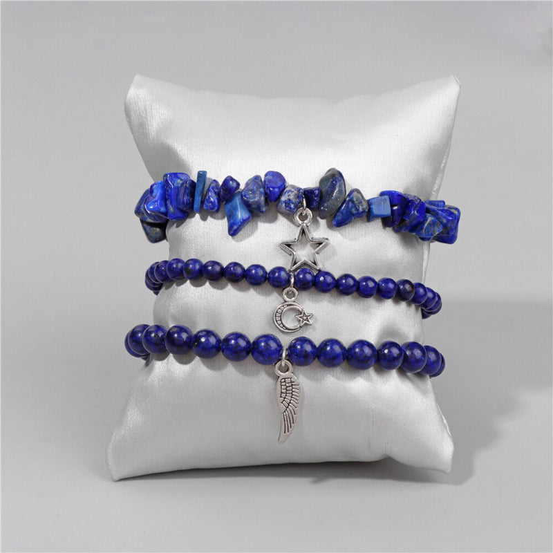 3-teiliges Armband-Set mit wunderschönen Steinperlen und Charms