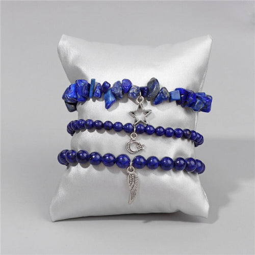 3-teiliges Armband-Set mit wunderschönen Steinperlen und Charms
