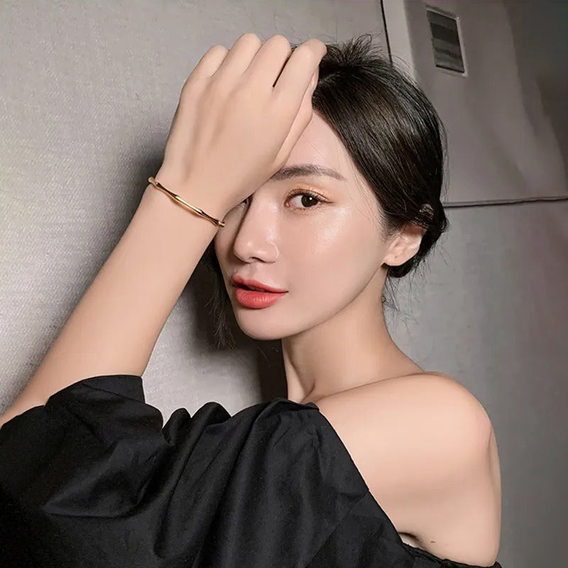 Armreife aus Edelstahl im Bambus-Design