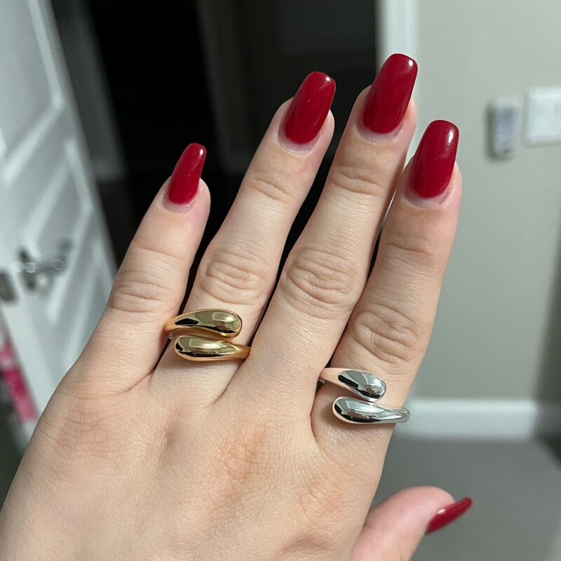 Offene verstellbare Ringe aus Edelstahl mit abstrakten und künstlerischen Motiven
