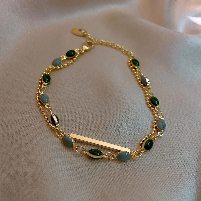 Carmiora - Perlen-Duo-Kettenarmband in Schichten