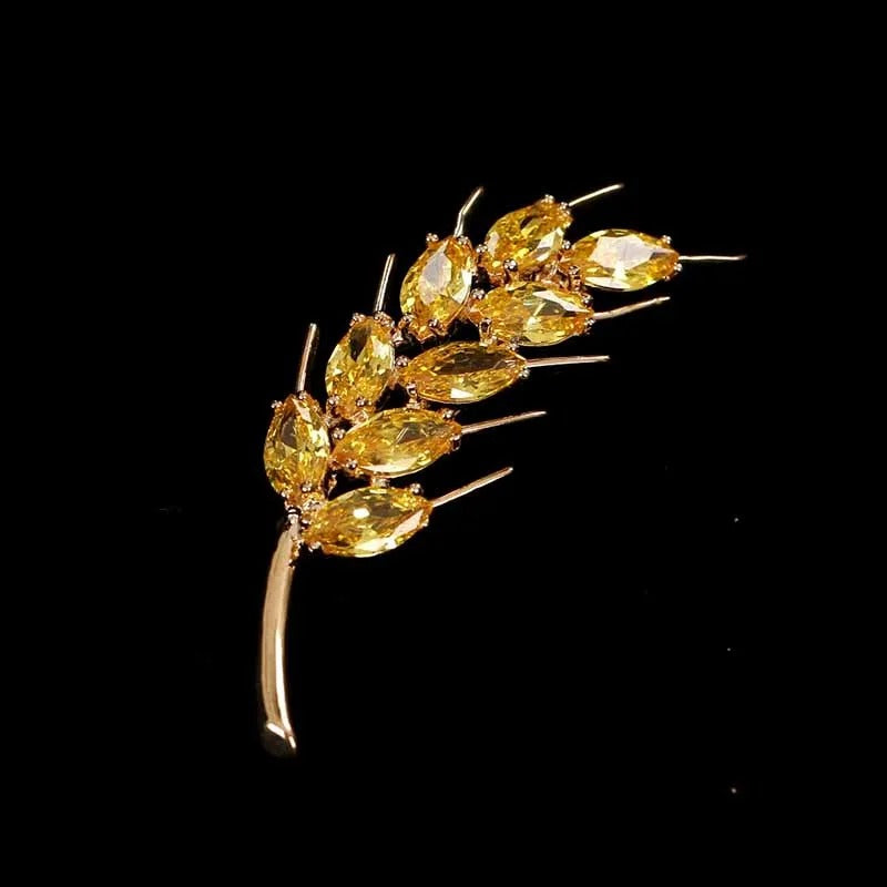 Luxuriöse Broschennadeln mit Kristallen in Form einer Weizenpflanze