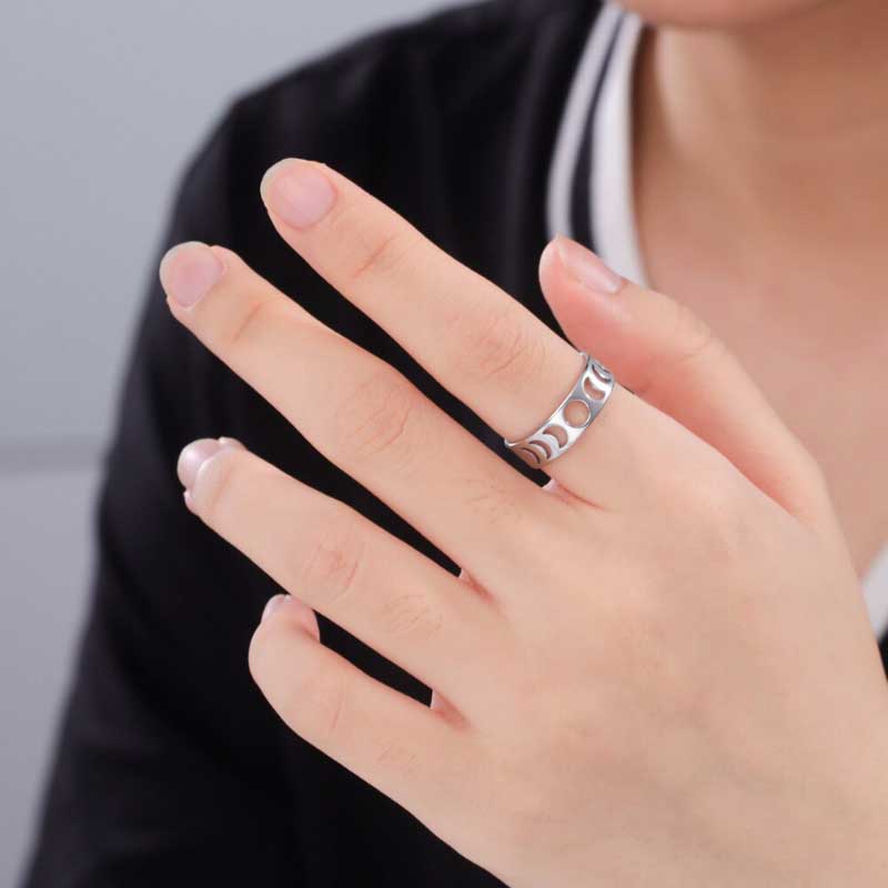 Statement-Ringe aus Edelstahl mit Mondphasen