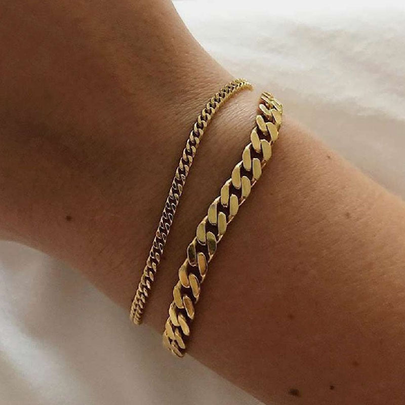 Schlichte kubanische Kettenarmband-Kollektion aus Edelstahl