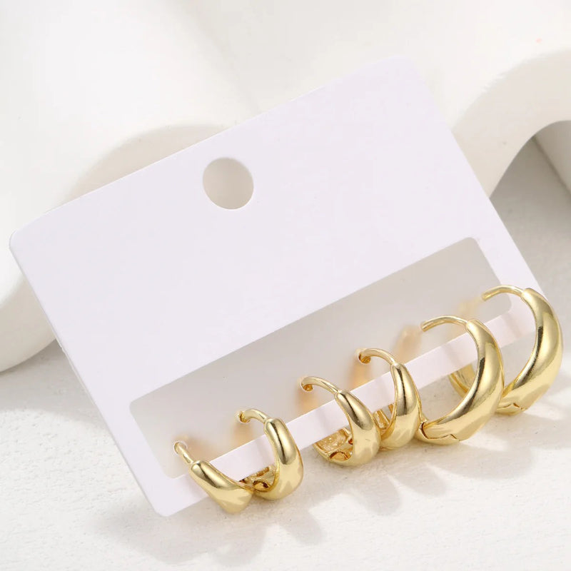 6-teiliges schickes und minimalistisches Creolen-Set