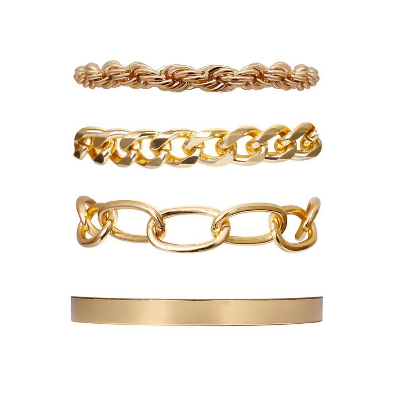Mehrlagige, dick vergoldete Kettenarmbänder