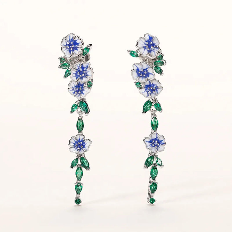 Ohrhänger im Vintage-Stil mit Emaille-Blumenmotiv für Damen
