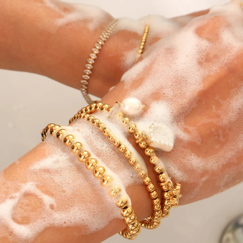 Elastische Perlenkettenarmbänder aus Edelstahl