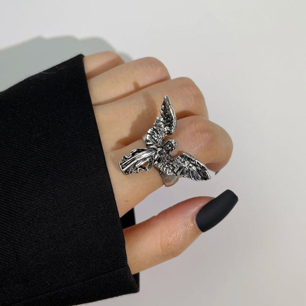 Verstellbare Ringe mit Engel im Vintage-Gothic-Stil