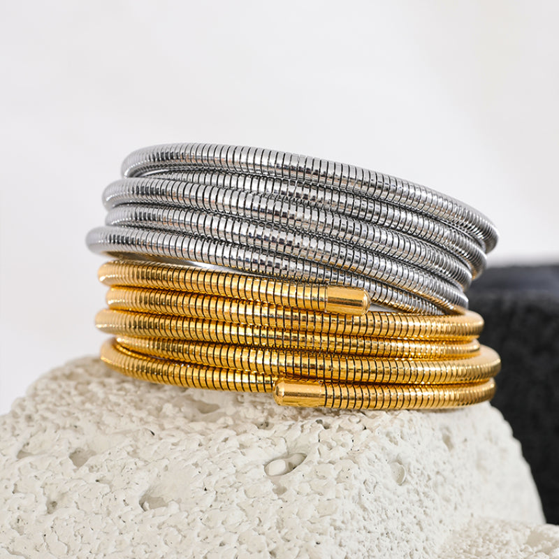 Mehrlagige Wickelarmbänder aus Edelstahl