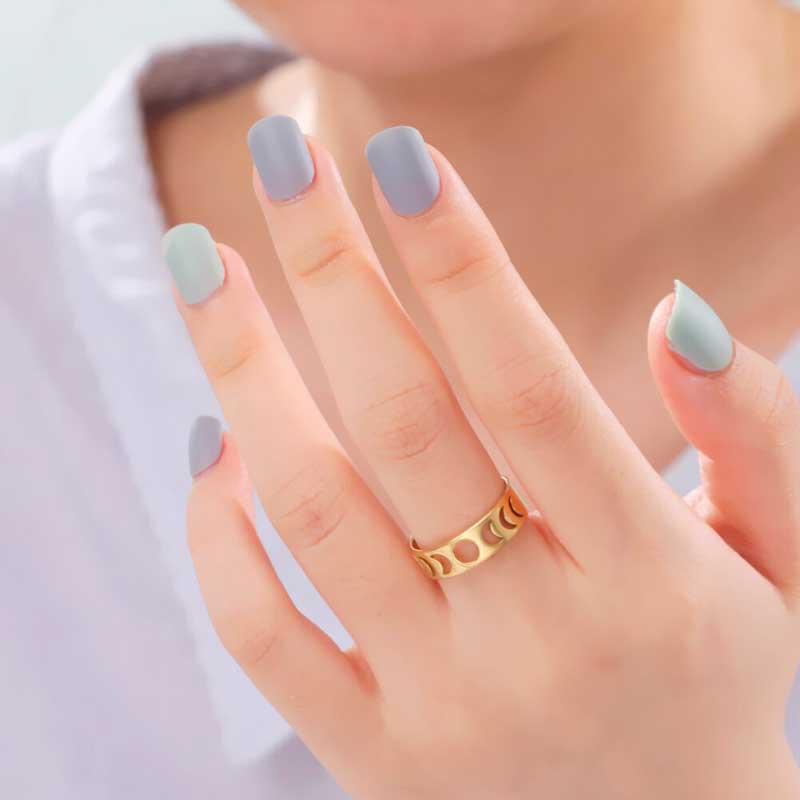 Statement-Ringe aus Edelstahl mit Mondphasen