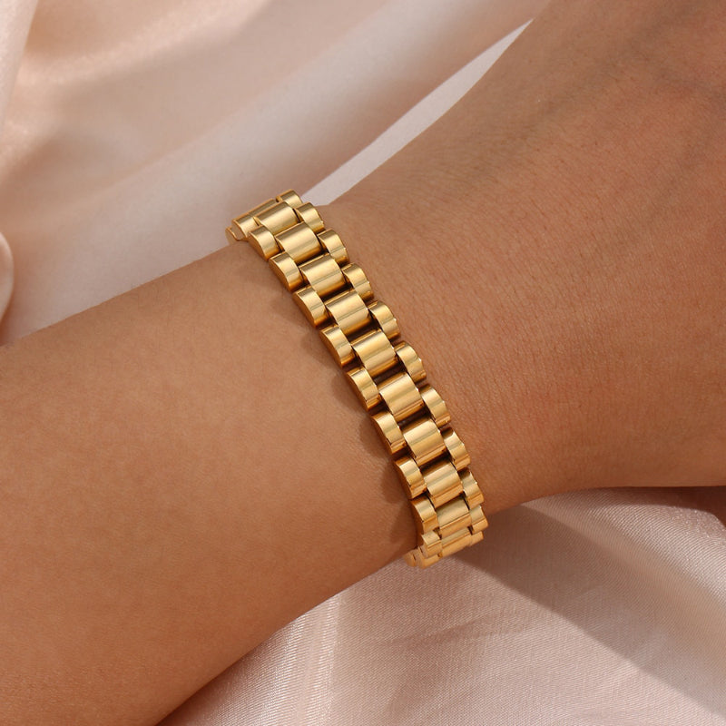 Schlichte kubanische Kettenarmband-Kollektion aus Edelstahl