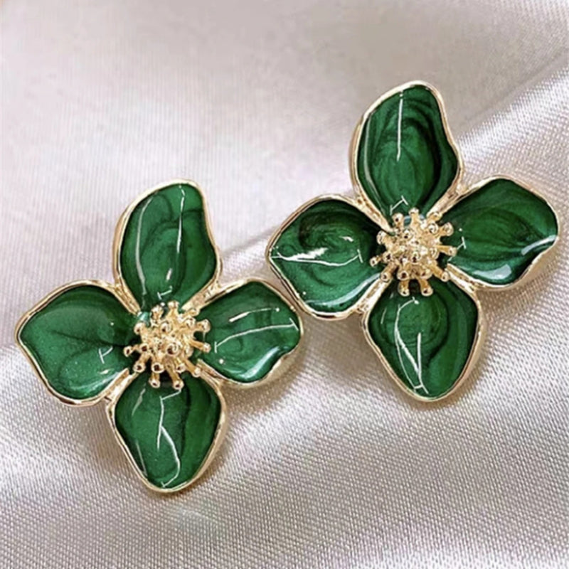 Glasierte Blumen-Ohrstecker für Damen