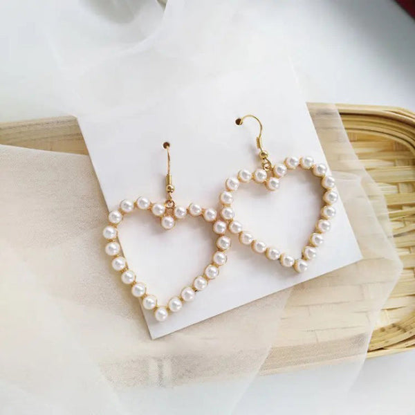 Edle Perlen-Herz-Ohrhänger