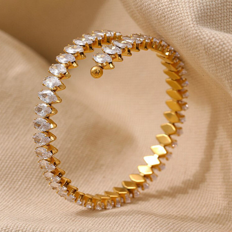 Offenes verstellbares Armreif mit Zirkonia Dekor