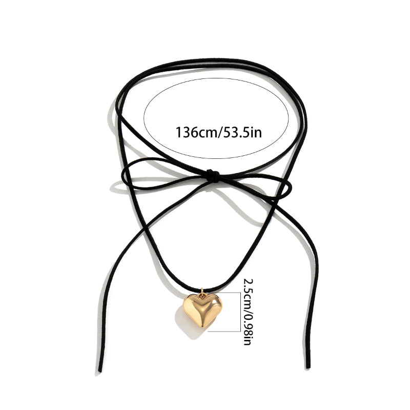 Gothic Wickelkette zum Binden mit Herz-Anhänger