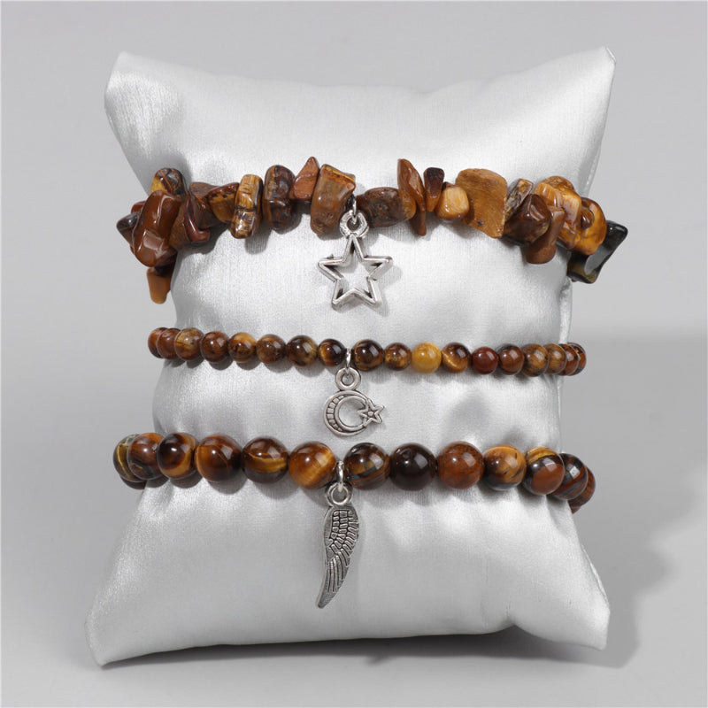3-teiliges Armband-Set mit wunderschönen Steinperlen und Charms