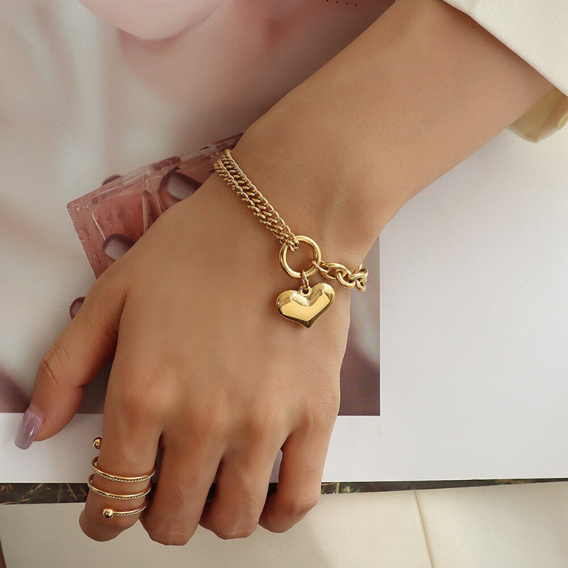 Edelstahl Kettenarmband mit Herzanhänger