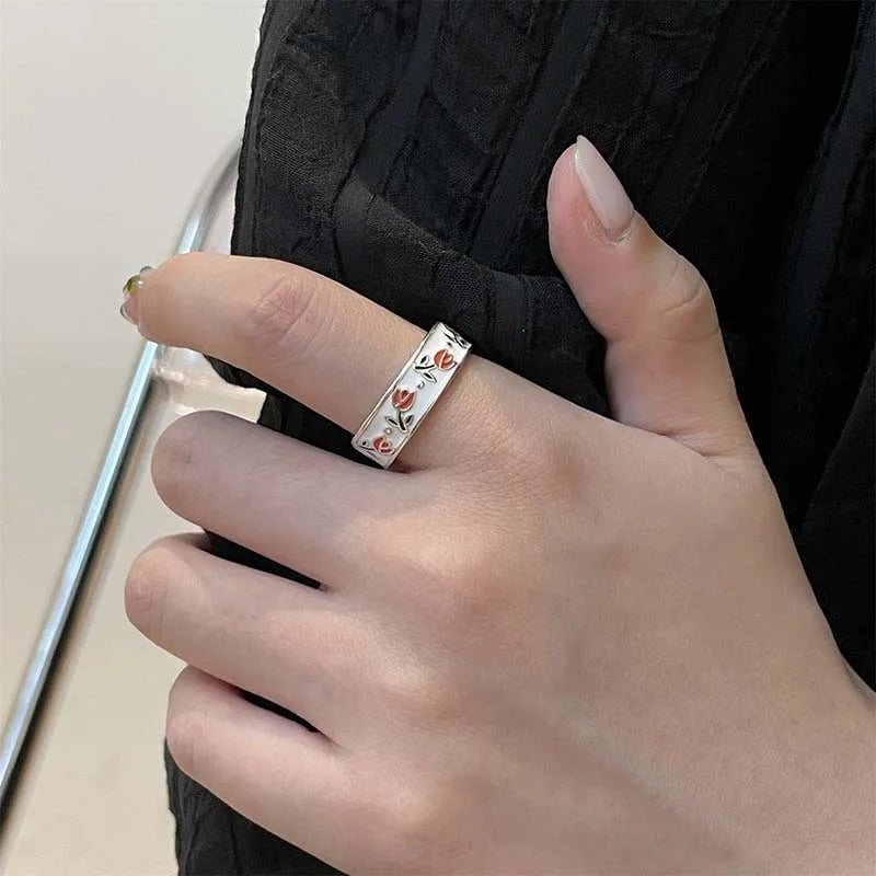 Chavri - Zeitloser Blumen Emaille-Ring