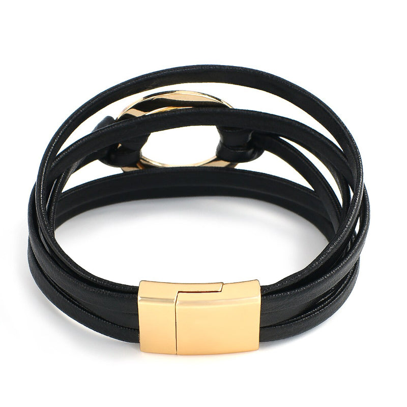 Mehrlagige Boho-Armbänder mit runder Schnalle