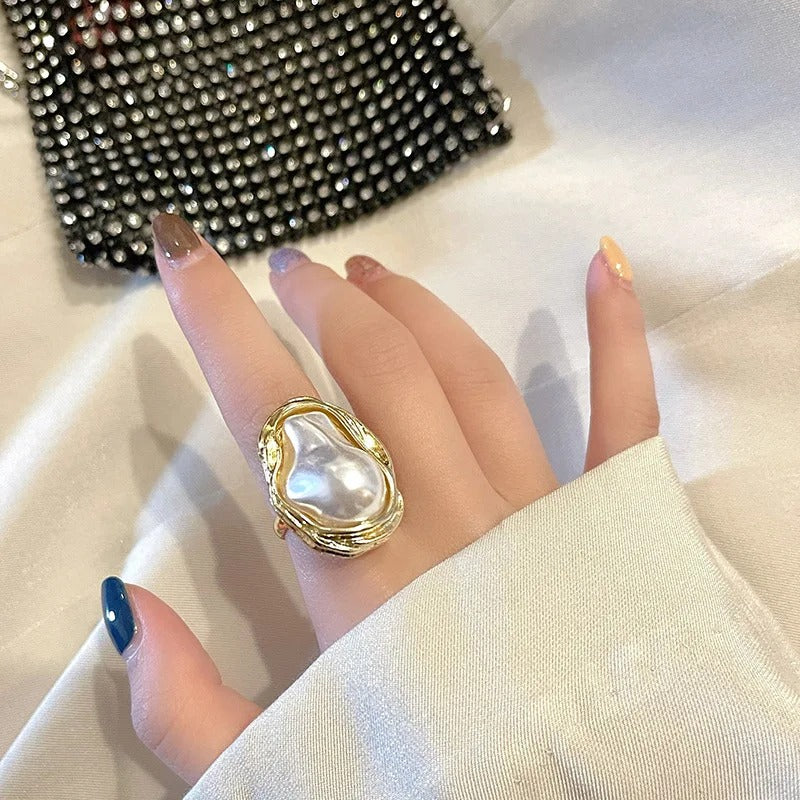 Exquisiter Ring mit Kunstperlen-Dekor für Damen