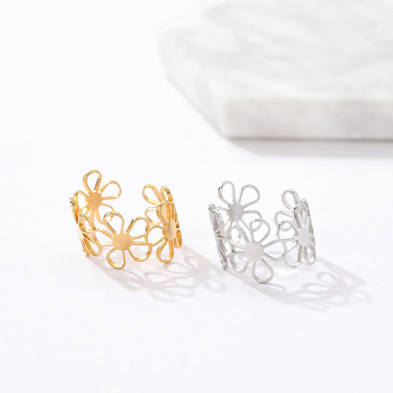 Exquisite, ausgehöhlte, verstellbare Gänseblümchen-Blumenringe