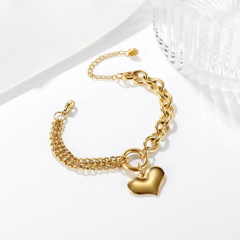 Edelstahl Kettenarmband mit Herzanhänger