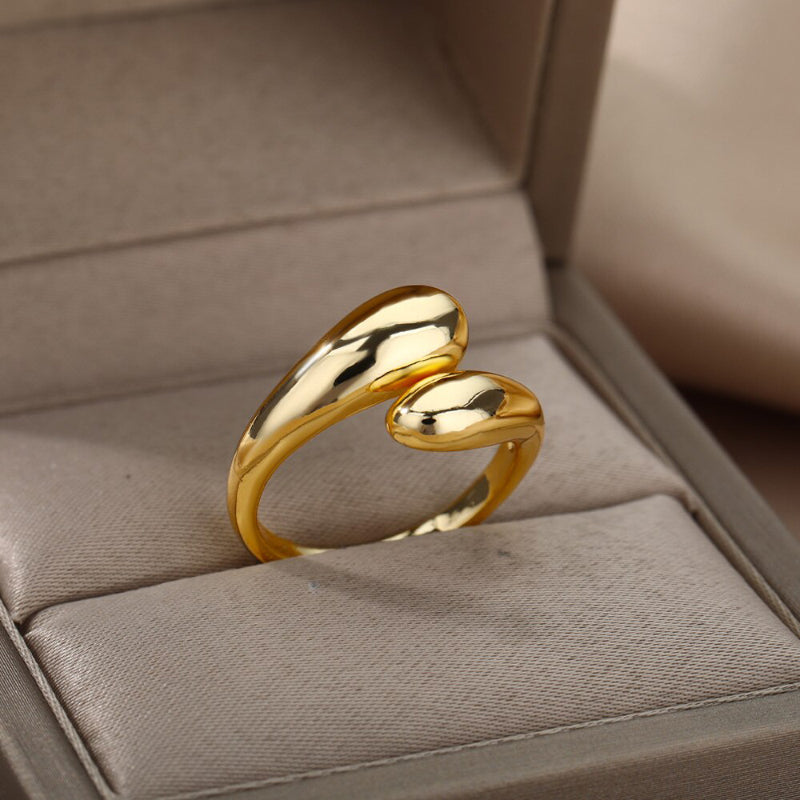 Offene verstellbare Ringe aus Edelstahl mit abstrakten und künstlerischen Motiven