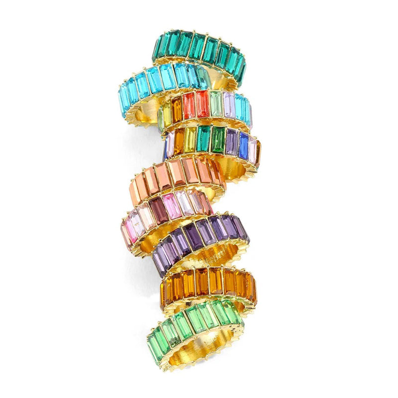 Bunte Ringe mit Zirkonia-Dekor für Damen (vergoldet)